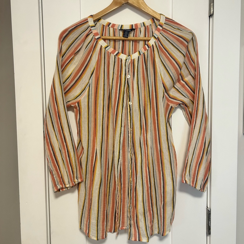 Chaps Multicolor Striped Button-Up Blouse